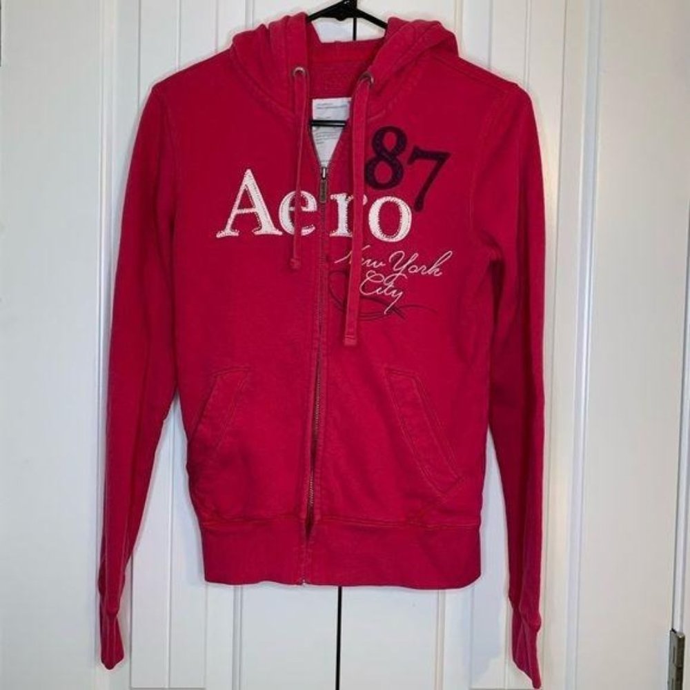 Aeropostale Hot Pink Zip Up Sweater Hoodie